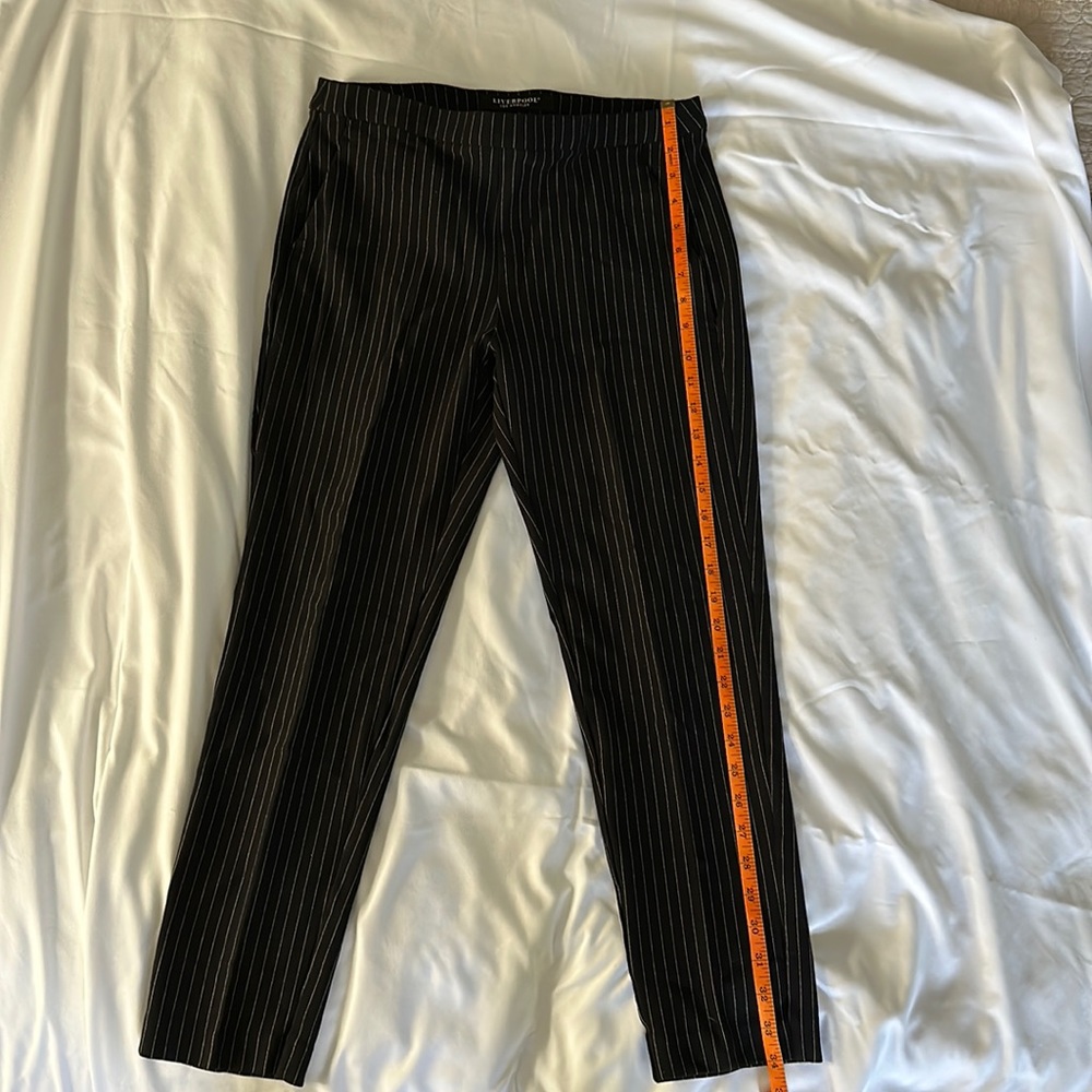 Black pin stripe ladies straight leg slack